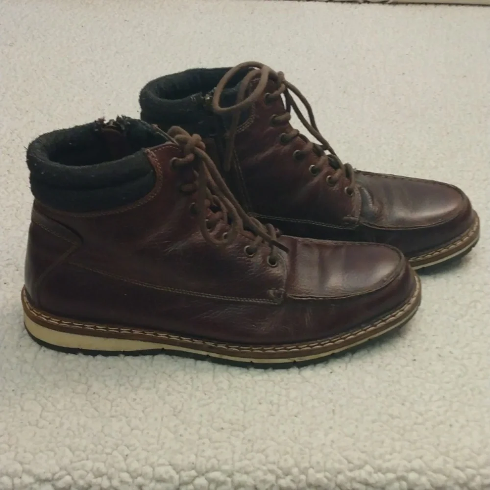 Four Brothers Airfield Moc Toe Side Zip Leather Boots 10.5